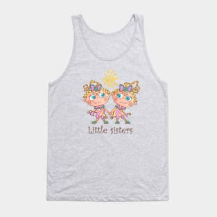 Two Little Sisters Hand Drawn Tank Top